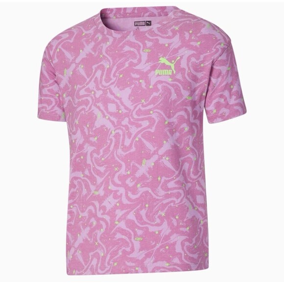 Puma Space Glow Glam Graphic Crew Neck Short Sleeve T-Shirt Size Girls XL 16 - Picture 1 of 8